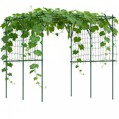 Outsunny Garden Arch Trellis, 7.3 FT Tall Cucumber Trellis, Green