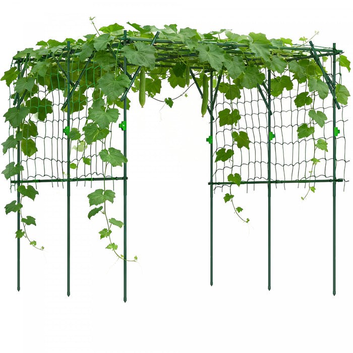 Outsunny Garden Arch Trellis, 7.3 FT Tall Cucumber Trellis, Green