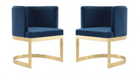 Aura Modern Velvet Metal Dining Chair in Royal Blue - Set of 2