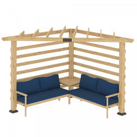 Outsunny 9' X 9' Corner Pergola With Conversation Set And Cushions, Fir Wood Outdoor Pergola With En