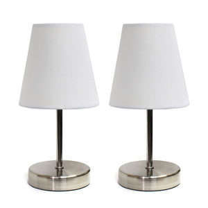 Simple Designs Sand Nickel Mini Basic 2-Piece Table Lamp Set - White