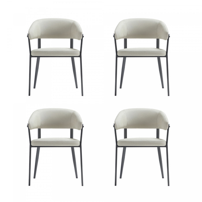 Belle Modern Metal Upholstered Dining Chair in Oatmeal - Set of 4