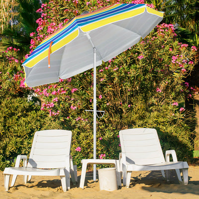 Costway 6.5 FT Patio Beach Umbrella Sun Shade Tilt Aluminum Sports Portable Carry Bag