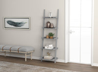 70” Wall Shelf 5-tier Storage Unit With Framed Borders – Light Grey 