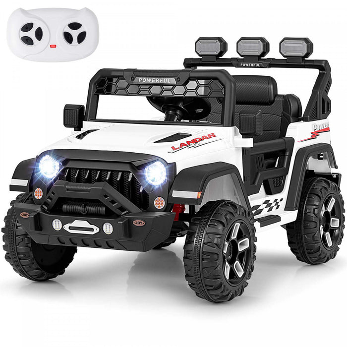 Costway 12v Kids Ride On Truck With 2*12v Motors Spring Suspension & Remote Control White