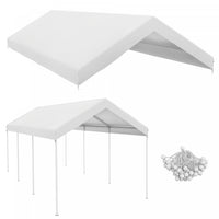 Outsunny 10 x 20 Carport Canopy Replacement Cover with Bungee Cords, White