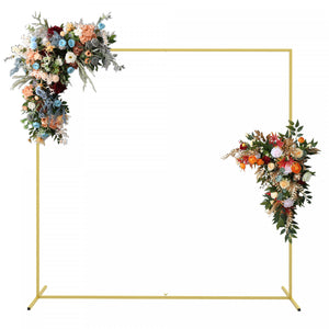 Outsunny 6.6ft X 6.6ft Gold Wedding Arch Backdrop Stand For Birthday Party