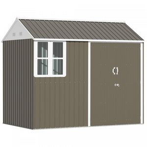 Outsunny 8.5' X 5.5' Metal Garden Storage Shed With Lockable Door Grey