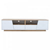Lumina 64.9 Inch TV Cabinet with LED Lights and High-Gloss Finish, White/Wood | Lumina Meuble TV 64.9 po avec Lumieres LED et Finition Haute Brillance, Blanc/Bois