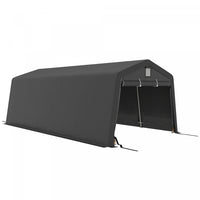 Outsunny 11' X 20' Garage Carport With Ventilation Windows, Dark Grey