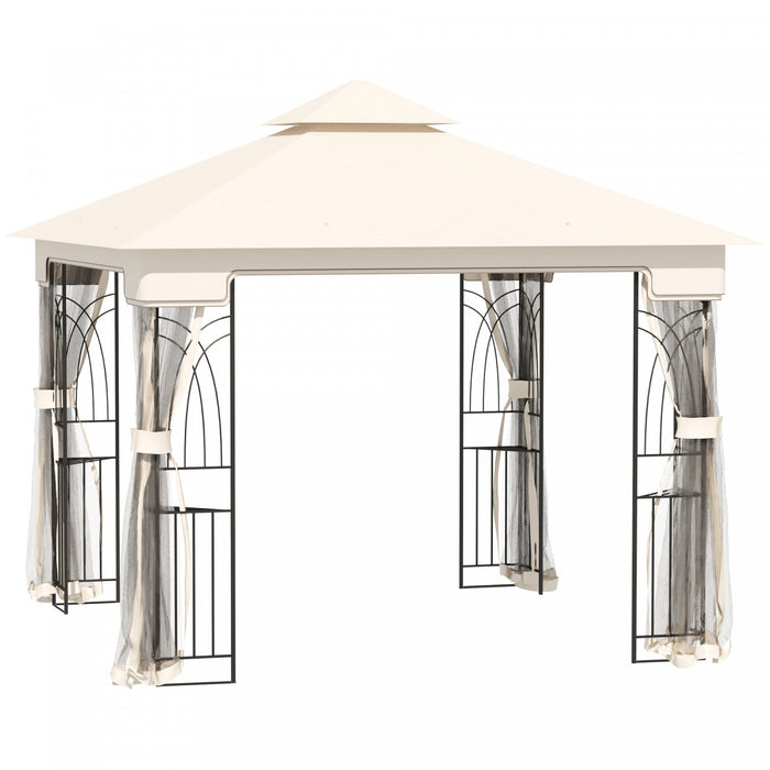 Outsunny 10'x10' Soft-top Patio Gazebo Deck Canopy, Cream