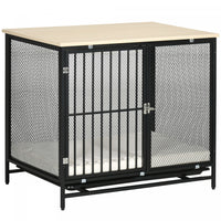 Pawhut Dog Crate Furniture With Water-resistant Cushion, Dog Crate End Table With Removable Tray, In