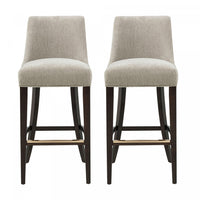 Beever Modern Chenille Wood Upholstered Barstool in Taupe - Set of 2 Bar Stool 