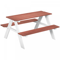 Outsunny Kids Picnic Table, Wooden Kids Table And Chair Set Outdoor Activity Table Bench For Backyar