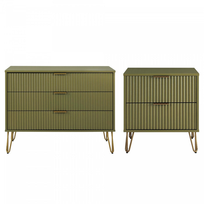 Dumbo Modern 2-Piece Dresser Set in Olive Green