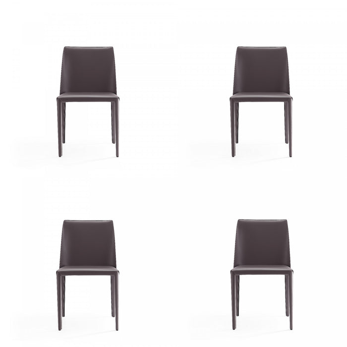 Paris Modern Vegan Leather Dining Chair in Gray - Set of 4