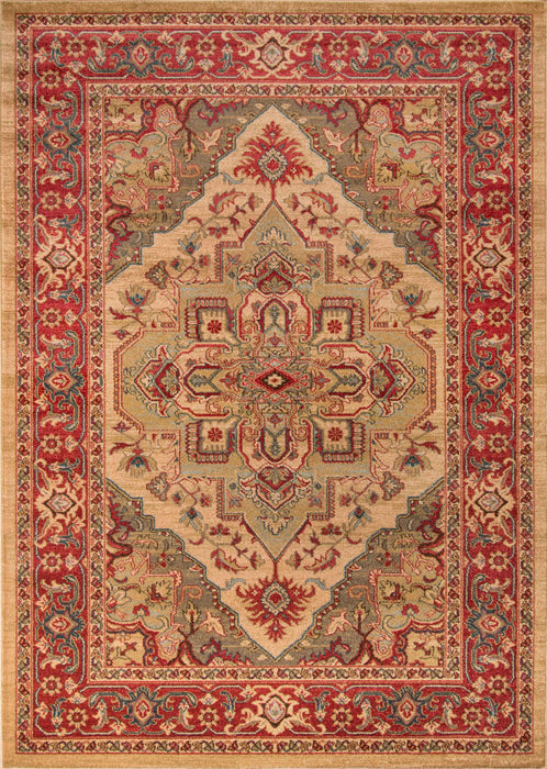 Lux Traditional 5'3\" x 7'6\" Area Rug in Ivory Indoor Area Rug