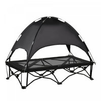 Pawhut Elevated Pet Cot With Removable Canopy Shade Uv Protection Portable Foldable Raised Bed Cot C