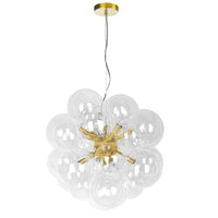 Dainolite Comet 6 Light Chandelier Aged Brass Clear Glass Lamp