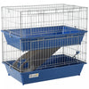 Pawhut Metal Small Animal Cage, 2-tier Guinea Pig Cage With 2 Doors, Platforms, Wide Ramp, Dish And Bottle, Deep Base, For Ferrets, Chinchillas, Bunnies, Blue