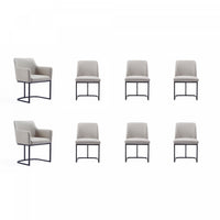 Serena Modern 8-Piece Dining Set in Light Gray Dining Chair 
