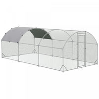 Pawhut Galvanized Large Metal Chicken Coop Cage Walk-in Enclosure Poultry Hen Run House Playpen Rabb