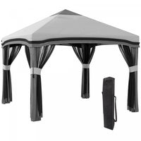Outsunny 10' X 10' Pop Up Canopy Foldable Party Tent With Nettings, Grey