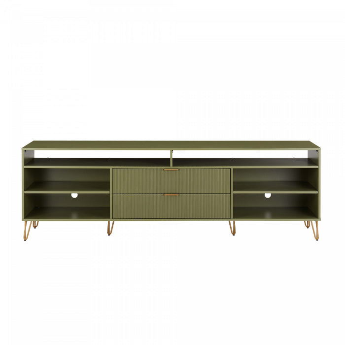Dumbo Modern 85\" Fluted TV Stand in Olive Green