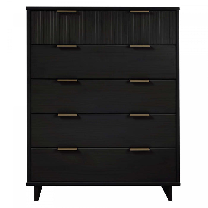 Granville Modern 38\" Chest in Black (5-Drawer)