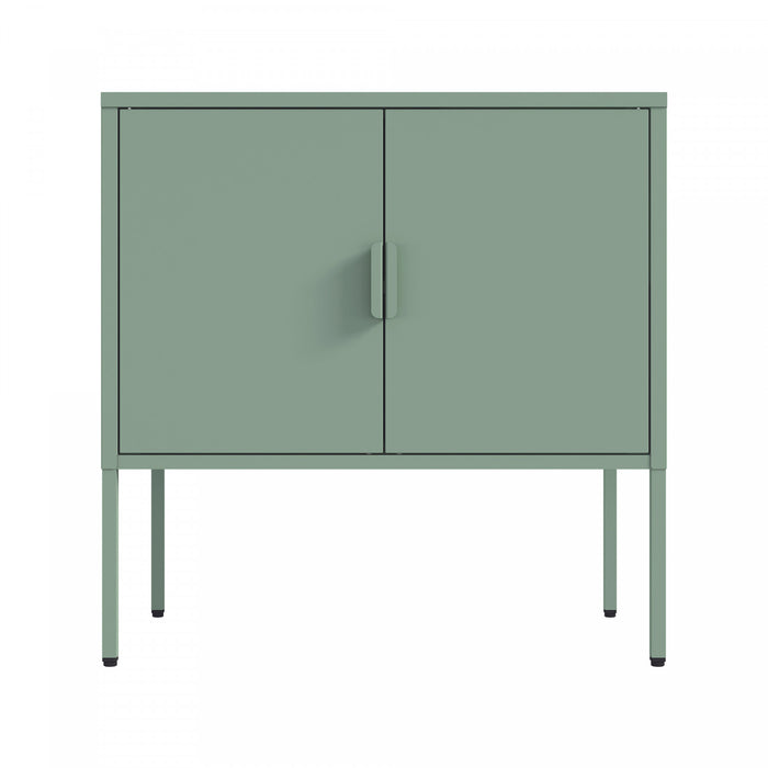 Ava Modern 24\" Metal Accent Cabinet in Sage Green