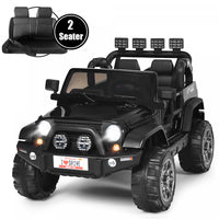 Costway 12v Kids Ride On Car 2 Seater Truck Rc Electric Vehicles W/ Storage Room Black