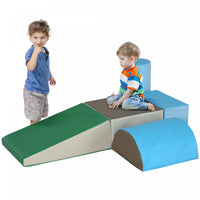 Soozier 5 Piece Climb And Crawl Activity Play Set Soft Foam Toddler Stairs And Ramp Climber Gym Toy