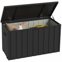 Outsunny 119 Gallon Deck Box, Outdoor Storage Box with Wheels, Dark Grey