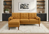 Upholstered Chaise Sofa Lounger, 85\" Wide, Orange Fabric, Walnut Solid Wood Legs, Modern Sofa