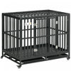 Pawhut Heavy Duty Steel Dog Crate Kennel Pet Cage With Wheels For Portability And A Door For Convenient Access Anti-pinching Floor, 40.7\"l X 29.5\"w X 34.6\"h, Black