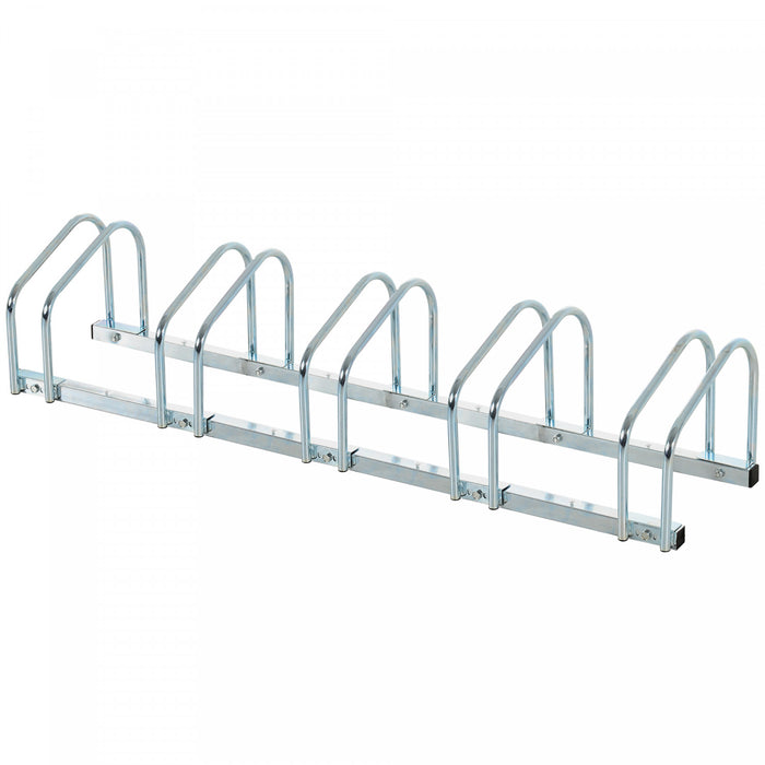 Soozier 5-bike Bicycle Floor Parking Rack Cycling Storage Stand Silver