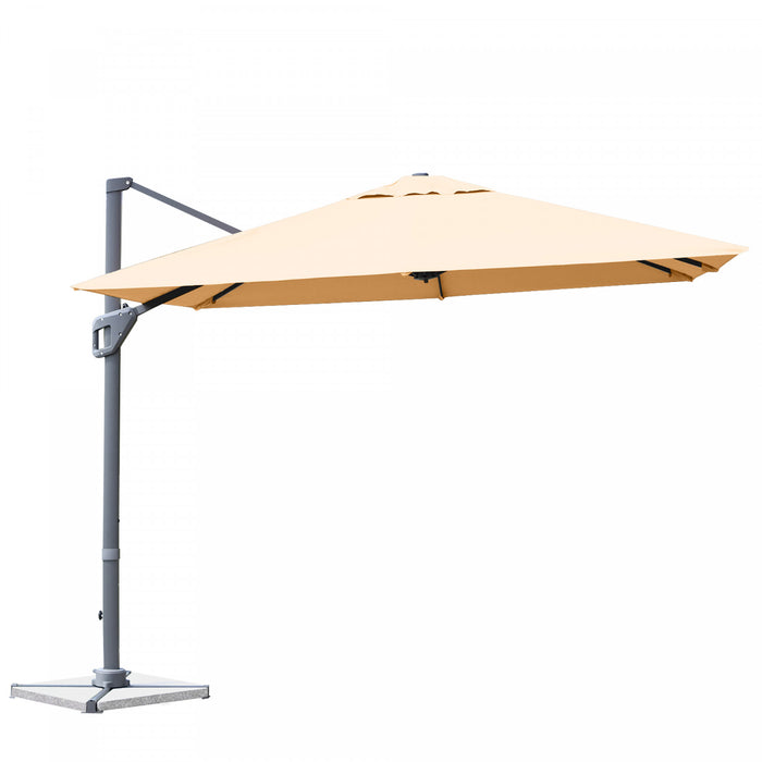 Costway 10x10 ft Patio Offset Cantilever Umbrella Aluminum 360° Rotation Tilt Beige