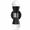 Dainolite Fortuna 2 Light Wall Sconce Matte Black & Polished Chrome Lamp