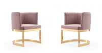 Aura Modern Velvet Metal Dining Chair in Blush - Set of 2