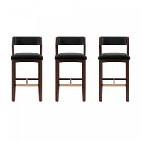 Patricia Modern Wood Upholstered Barstool in Black - Set of 3 