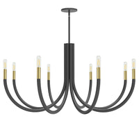 Dainolite Wand 8 Light Chandelier Matte Black/Aged Brass Lamp