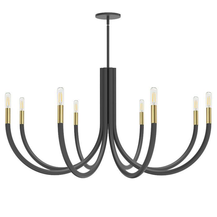Dainolite Wand 8 Light Chandelier Matte Black/Aged Brass Lamp