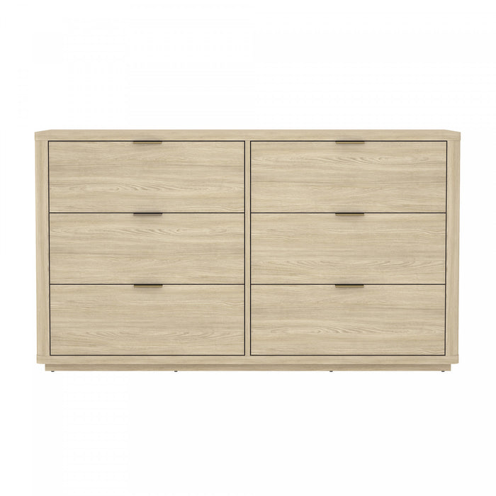 Evelyn Modern 60\" Dresser in Natural (6-Drawer)