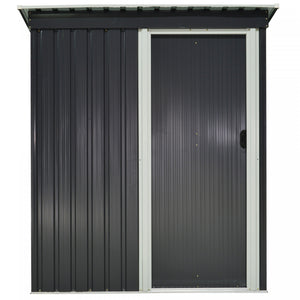 Outsunny 5 X 3 Ft Outdoor Storage Shed With Sliding Door And Sloped Roof, Steel Frame Garden Shed Tool Equipment, Black