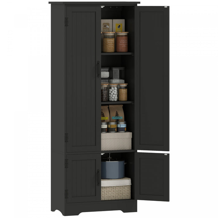 HOMCOM 60\" Kitchen Pantry, Kitchen Storage Cabinet with Shelves, Black