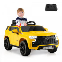 12v Kids Ride On Car Chevrolet Tahoe Electric Truck Suv Remote W/ Light & Music Yellow