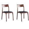 Manhattan Comfort Set of 2 Modern Moderno Stackable Dining Chairs Upholstered Leatherette with Solid Wood Frame - Walnut & Black