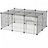 Pawhut 16 Panels Small Animal Cage, Portable Pet Playpen, Bunny Cage, Metal Wire Yard For Guinea Pigs, Chinchillas, Hedgehogs, Indoor Use, 41\" X 28\" X 18\"