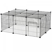 Pawhut 16 Panels Small Animal Cage, Portable Pet Playpen, Bunny Cage, Metal Wire Yard For Guinea Pig