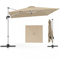Costway 10 FT Patio Cantilever Umbrella Outdoor Aluminum Hanging Offset Umbrella w/ 360° Rotation Beige